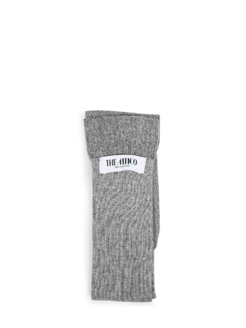Melange grey ribbed stretch cotton long socks
