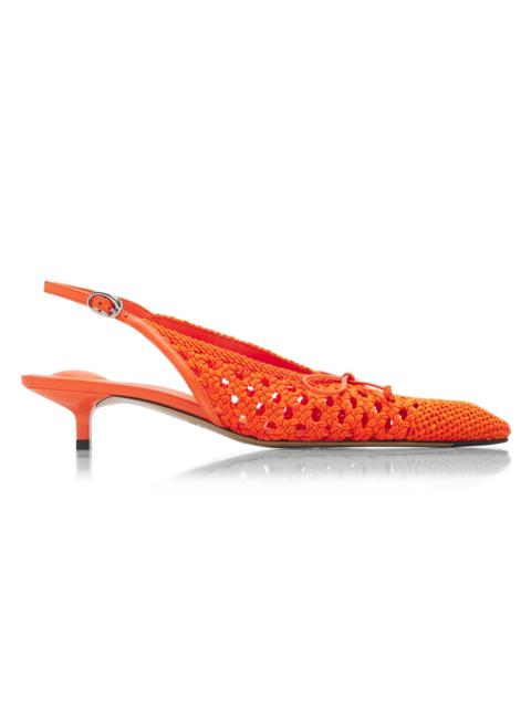 JACQUEMUS Women's Cubisto Woven Leather Slingback Pumps - Orange