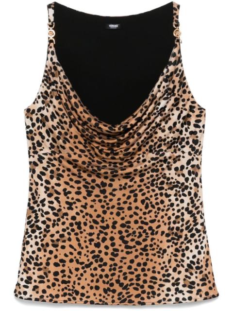 VERSACE leopard-print cowl-neck top