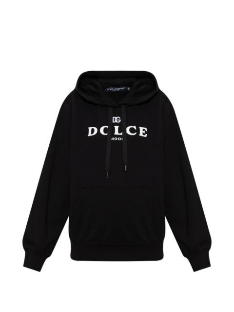 Dolce & Gabbana logo-embroidered cotton hoodie