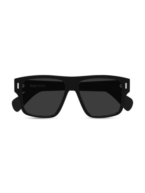 Alexander McQueen Men's T-Bar Rivet 55MM Square Sunglasses - Black