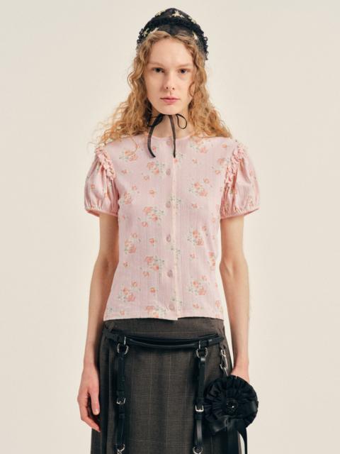 Simone Rocha Pointelle Puff Sleeve Cardigan
