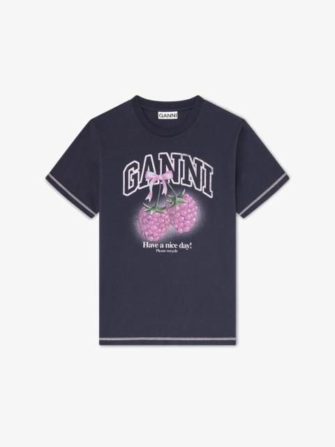 GANNI T-SHIRT WITH RASPBERRIES