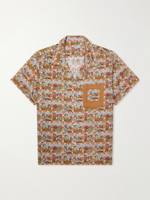 BODE Cowboy Comic Camp-Collar Printed Silk-Satin Shirt