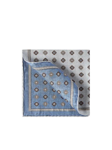 Brunello Cucinelli silk pocket square with medallion design