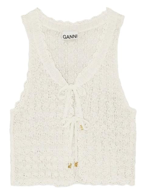 GANNI pointelle-knit vest