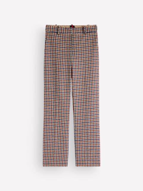 BODEN Canonbury Wool Blend Pants-Ivory, Blue and Maroon Check
