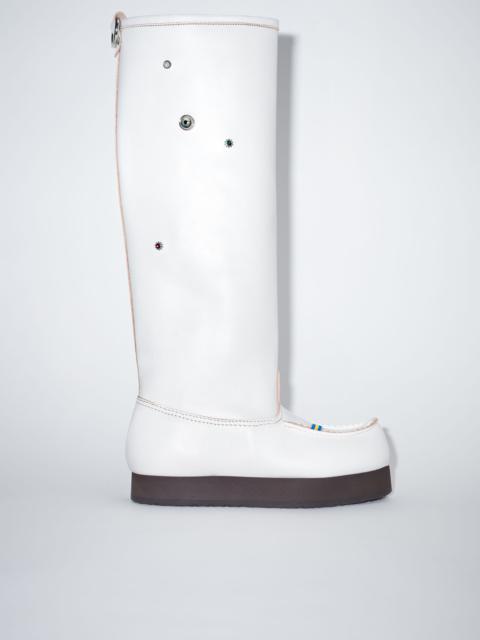 Acne Studios Embellished leather boots - White