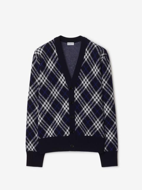 Burberry Check Wool Blend Cardigan