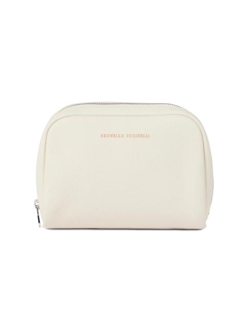 Brunello Cucinelli Fine Grain Calfskin Slim Beauty Case - Chalk