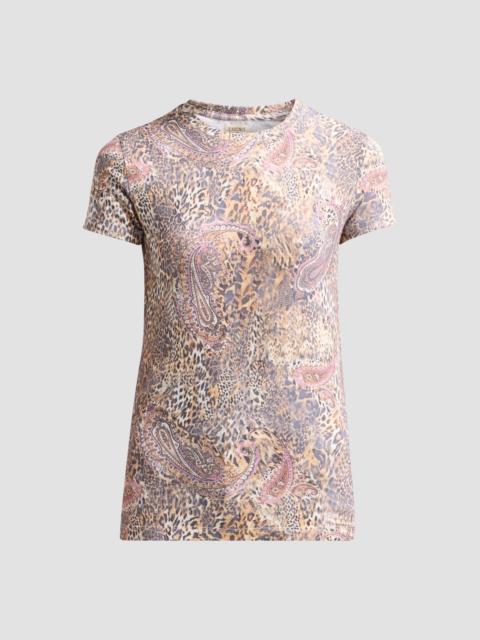 L'AGENCE Women's Ressi Paisley Leopard Print T-Shirt - Tan Valencia Leopard