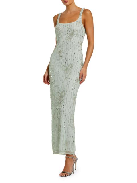 MAC DUGGAL Women's Cocktail Beaded Mesh Scoopneck Gown - Seafoam