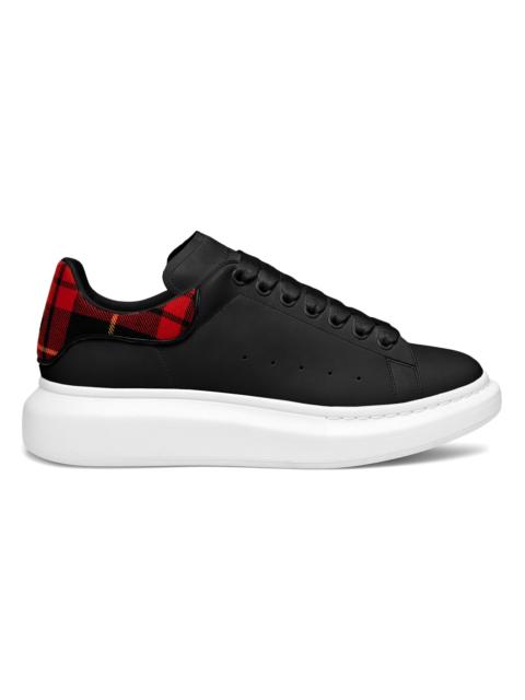 Alexander McQueen Men's Oversized Plaid-Heel Leather Sneakers - Black Multi Red