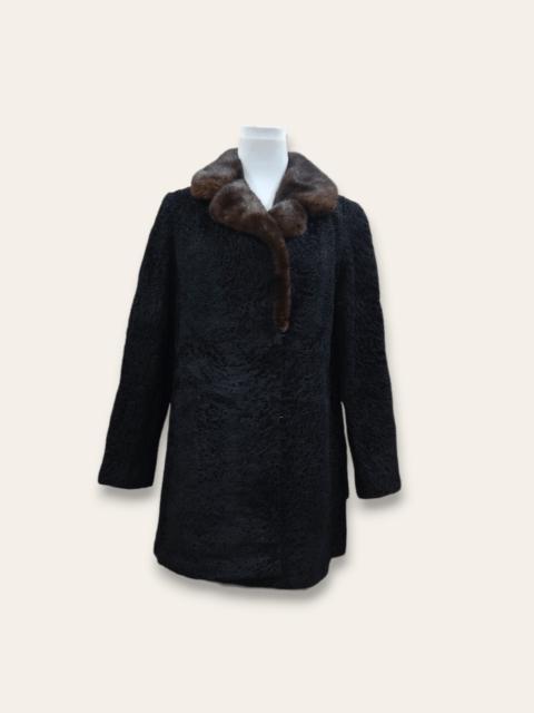 Other Designers Japanese Brand - OSFUR TOKYO Black Persian Lamb Coat with Mink Fur