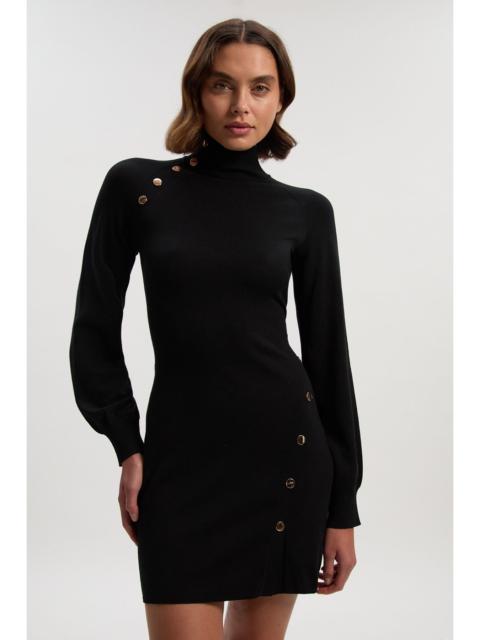 KAREN MILLEN Viscose Blend Popper Detail Knitted Mini Dress