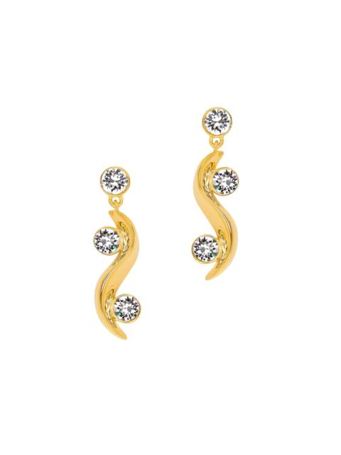 Oscar de la Renta Women's 24K-Gold-Plated & Glass Crystal Wave Drop Earrings - Crystal