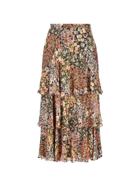 Valentino ruffled floral-print skirt