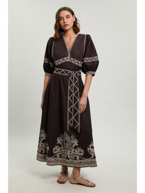 KAREN MILLEN Embroidered Detail Belted Midi Dress