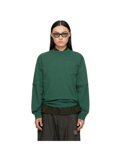 sacai Green Cotton Jersey L/S T-shirt