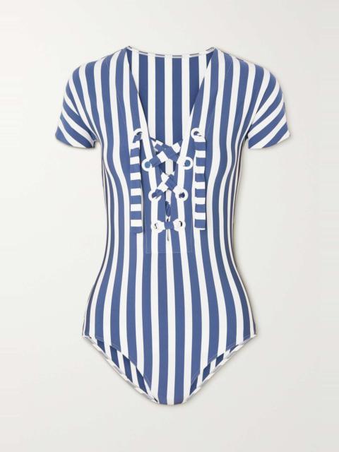 Samba Chiquito lace-up striped swimsuit