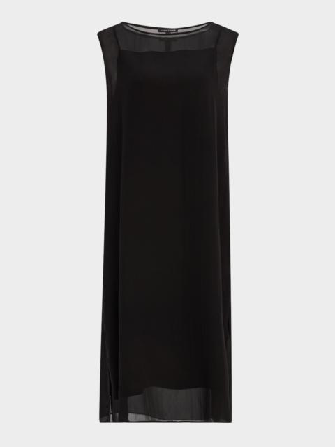 EILEEN FISHER Bateau-Neck Sheer Silk Georgette Midi Dress