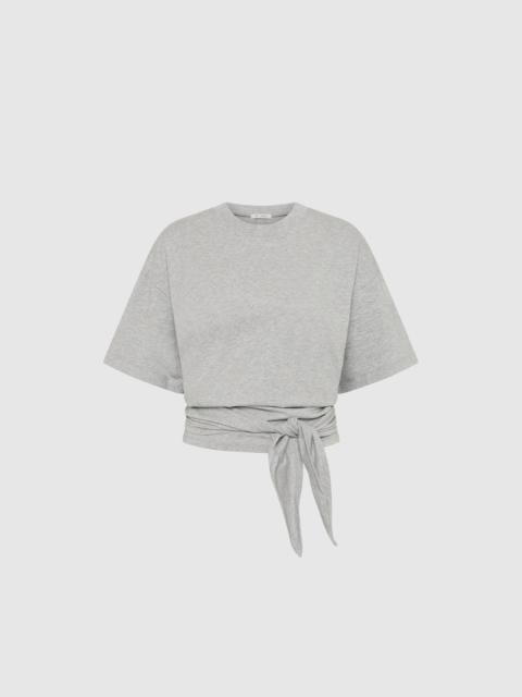 ST. AGNI Cotton Jersey Split Back Tee - Light Grey Marle