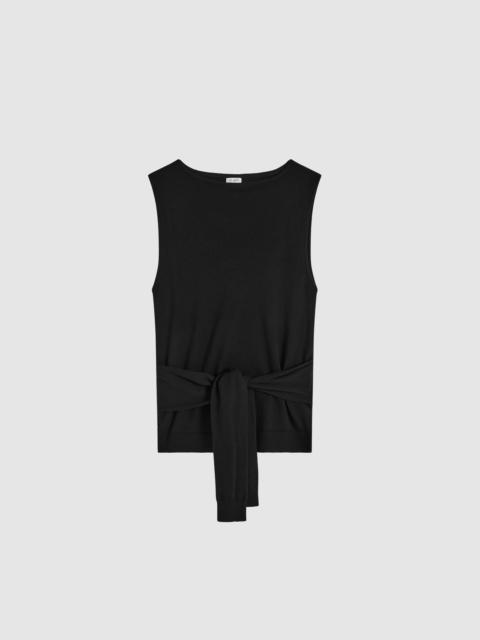 ST. AGNI Fine Merino Tie Waist Top - Black