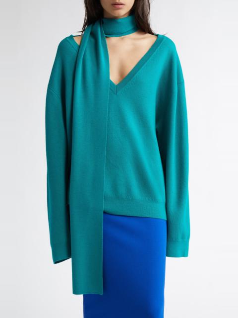 ZANKOV ZANKOV Mark Merino Wool Sweater & Scarf Set in Teal at Nordstrom