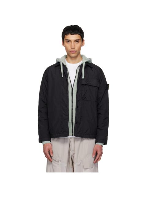 Stone Island Black 1200002 Garment Dyed Crinkled Reps Shirt Jacket