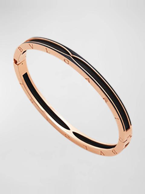 BVLGARI B.Zero1 Pink Gold Bracelet with Matte Black Ceramic Edge, Size L