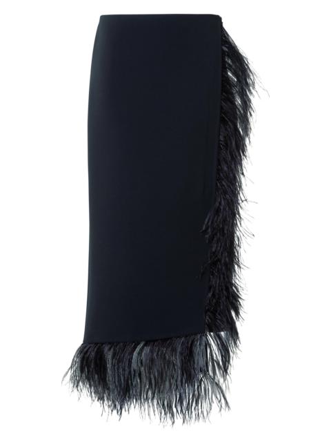 AKRIS Women's Asymmetric Feather-Trim Midi-Skirt - Black
