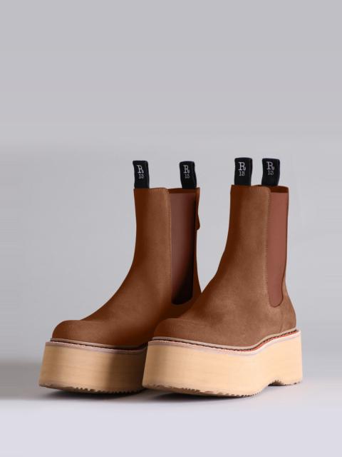 R13 DOUBLE STACK CHELSEA BOOT - BROWN SUEDE | R13