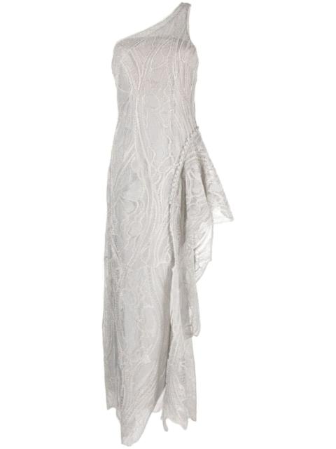 SIMKHAI embroidered one-shoulder gown