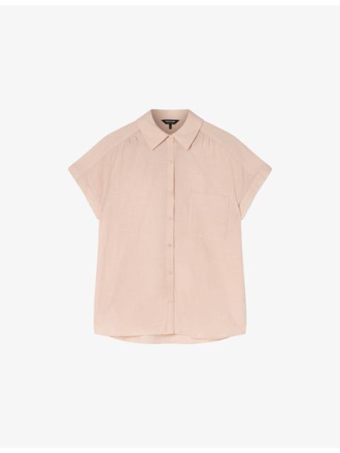WHISTLES Nicola Textured Short-Sleeve Woven Shirt