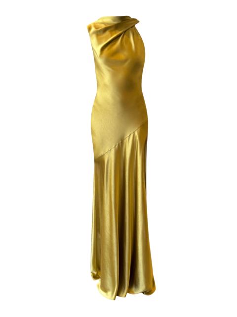 AMSALE Satin Asymmetric Drape Gown