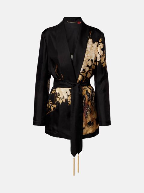 Max Mara Tunica printed silk twill wrap cardigan