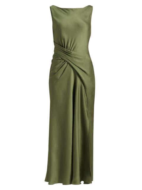 AMSALE Women's Gathered Satin Cocktail Dress - Moss