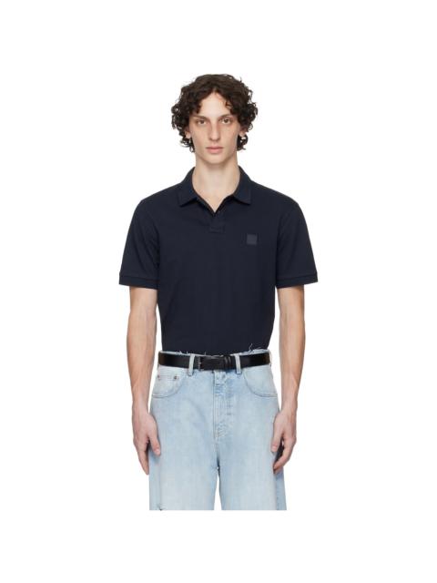 BOSS Navy Slim-Fit Stretch-Cotton Logo Patch Polo