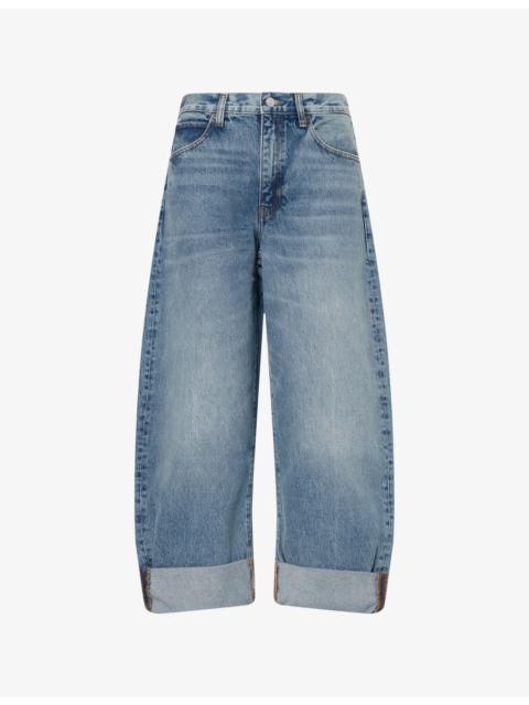 FRAME The Bubble Curved Cotton Denim Jeans