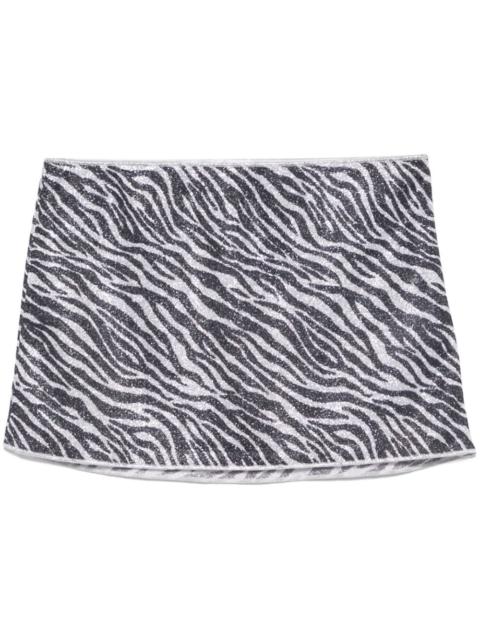 Oséree zebra-print lurex mini skirt
