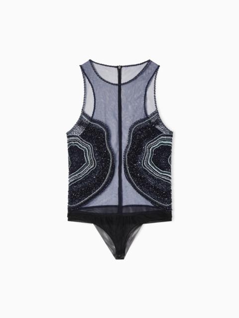 GIORGIO ARMANI EMBROIDERED TULLE BODYSUIT