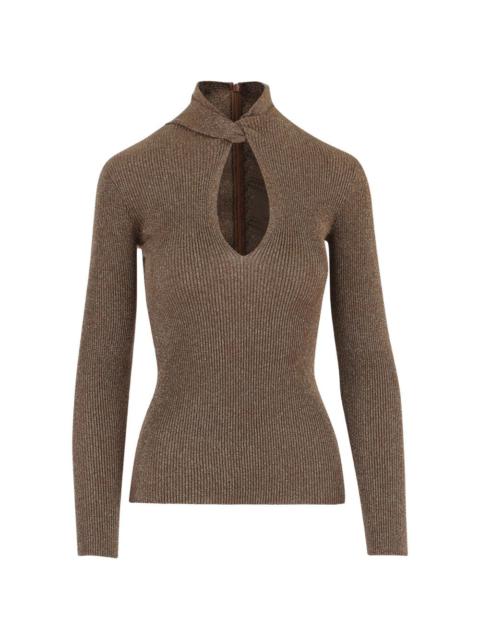 Valentino long-sleeve ribbed cut-out T-shirt