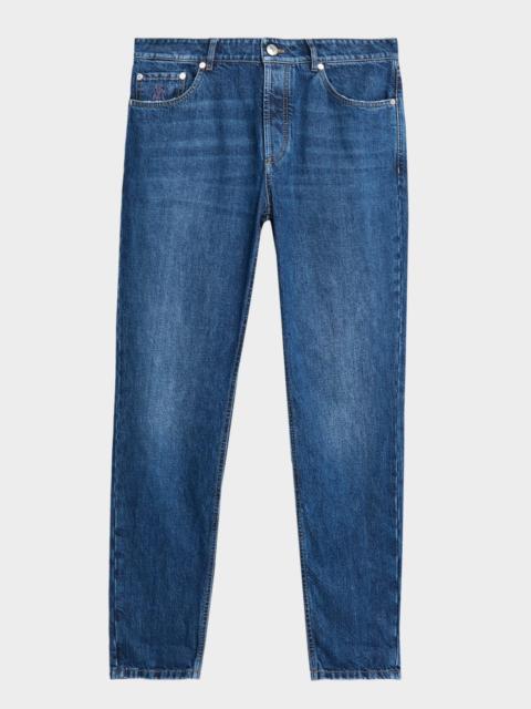 Brunello Cucinelli Men's Slim Light-Wash Denim Jeans