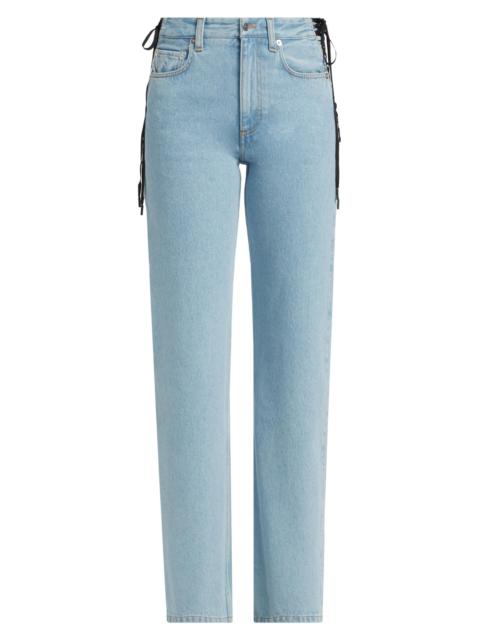 MUGLER Women's Lace-Up Mid-Rise Slim Jeans - Medium Blue