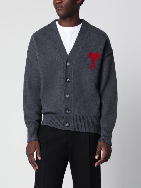 AMI Paris Grey Ami de Coeur wool cardigan