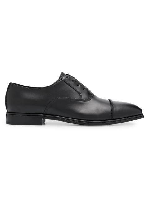 FERRAGAMO Men's Boston Doupont Leather Cap-Toe Brogue Oxfords - Nero