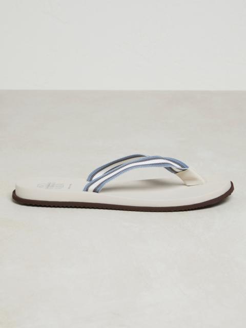 Flip-flops with striped grosgrain band