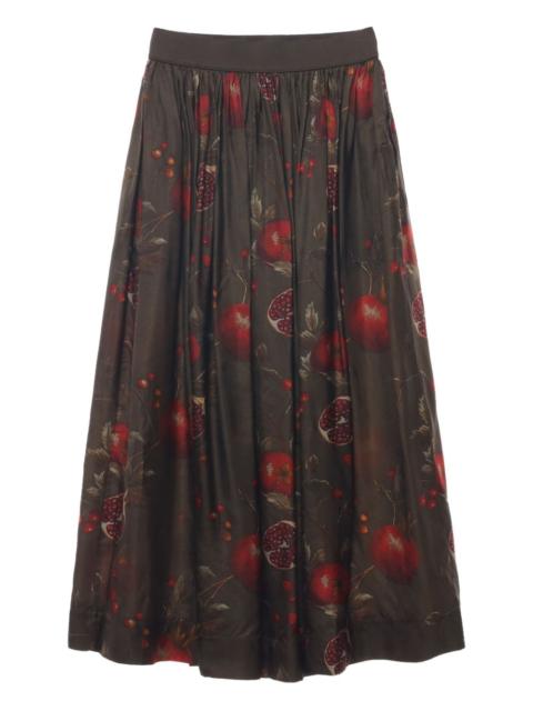 UMA WANG pomegranate-print pleated maxi skirt