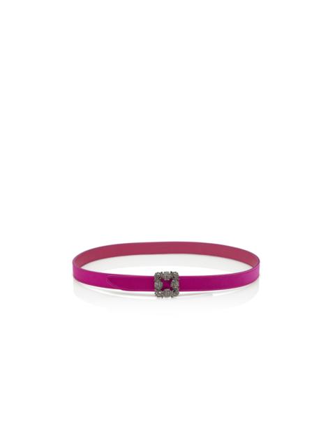 Manolo Blahnik Fuchsia Satin Crystal Buckled Belt