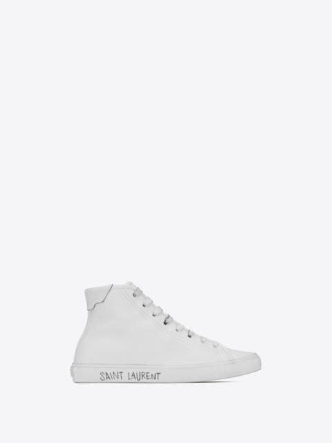 SAINT LAURENT malibu mid-top sneakers in smooth leather
